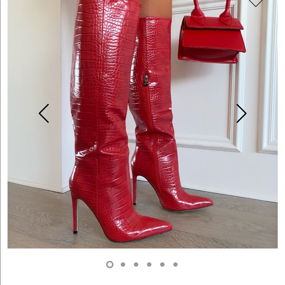Red crocodile boots